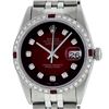 Image 2 : Rolex Men's Stainless Steel Red Vignette Diamond & Ruby Datejust Wristwatch