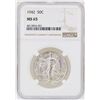 Image 1 : 1942 Walking Liberty Half Dollar Coin NGC MS65