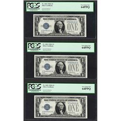 (3) Consecutive 1928A $1 Funnyback Silver Certificate Notes PCGS Very Choice New