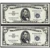 Image 1 : Lot of (2) 1953 $5 Silver Certificate Notes