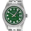 Image 1 : Rolex Men's Stainless Steel Green String Diamond 36MM Datejust Wristwatch