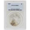 Image 1 : 1887 $1 Morgan Silver Dollar Coin PCGS MS65