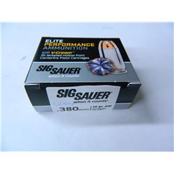 Sig Sauer Ammo, .380 ACP, 90 Grain, Elite V-Crown, Jacketed Hollow Point, Twenty (20) Pack