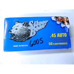 Silver Bear Ammo .45ACP, 230 Grain, Full Metal Jacket, Zinc Plated Steel Case, Fifty (50) Pack