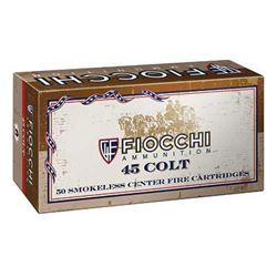 Fiocchi Ammunition, Centerfire Pistol, 45 Long Colt, 250 Grain Full Metal Jacket, 50 Round Box