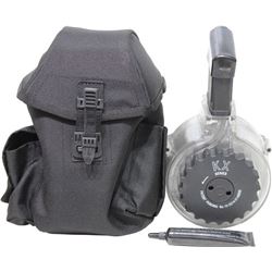 IVER JOHNSON MAGAZINE AR15 5.56 50RD DRUM BLACK/CLEAR POLY, MAGAR1550B z