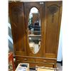 ANTIQUE OAK WARDROBE W/BAKELITE HANDLES
