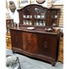 Image 1 : ANTIQUE MAHOGANY BURL FRONT BUFFET W/CHINA CABINET
