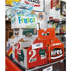 5 VINTAGE CARDBOARD POP CARRIERS