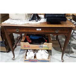 QUARTER SAWN OAK HALL TABLE W/ONE DRAWER