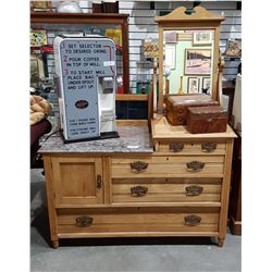 MARBLE TOP, TILE BACK MIRRORED WASH STAND