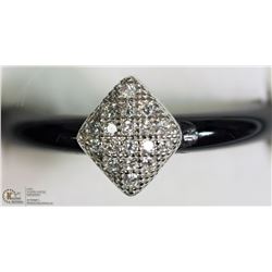 STERLING SILVER CUBIC ZIRCONIA ONYX RING SIZE 6