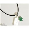 Image 1 : ST. SILVER EMERALD PENDANT (3CT) W/SILVER CHAIN