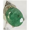 Image 2 : ST. SILVER EMERALD PENDANT (3CT) W/SILVER CHAIN