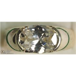 STERLING SILVER CUBIC ZIRCONIA MEN'S RING SIZE 8