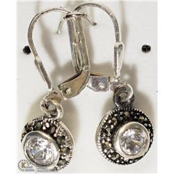 STERLING SILVER MARCASITE & CZ EARRINGS