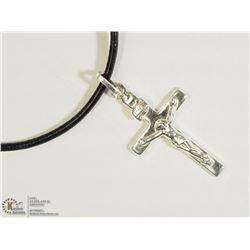 STERLING SILVER CROSS PENDANT W/ FASHION CORD