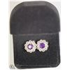 Image 2 : STERLING SILVER AMETHYST 2 IN 1  STUD EARRINGS
