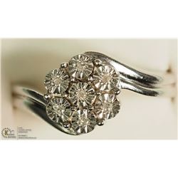 STERLING SILVER 7 DIAMOND RING SIZE 7