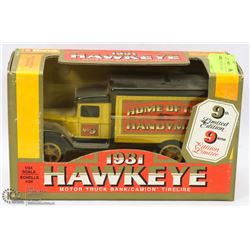 1931 HAWKEYE MOTOR  TRUCK COIN BANK