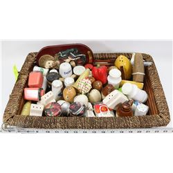 BASKET OF COLLECTIBLE SALT AND PEPPER SHAKERS