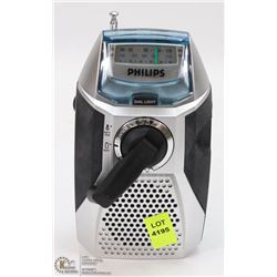 PHILIPS DUAL HAND CRANK RADIO. GREAT FOR
