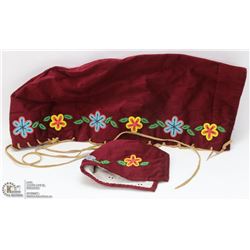 HANDBEADED LEATHER INFANT MOSS BABY BAG WITH