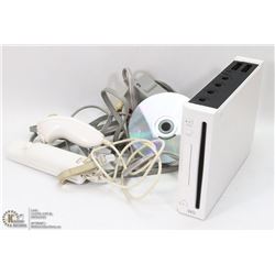 NINTENDO WII W/ CONTROLLER, NUNCHUCK GAME AND HOOK