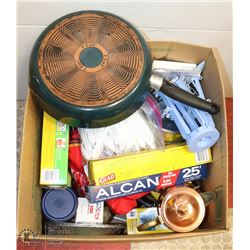 EXTRA  LARGE BOX OF CAMPING POTS, BAGS,