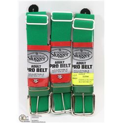 3 NEW LOUISVILLE SLUGGER ADJUSTABLE SIZE BELTS
