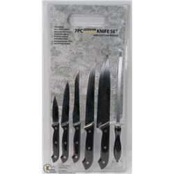 NEW 7PC GERMAN STYLE KNIFE SET WITH CUTTING BOARD