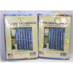 LOT OF 2 SHOWER CURTAINS WITH HOOKS