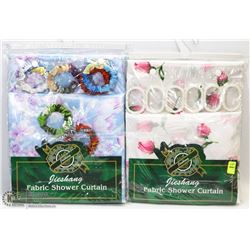LOT OF 2 SHOWER CURTAINS WITH HOOKS