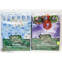 LOT OF 2 SHOWER CURTAINS WITH HOOKS