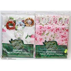 LOT OF 2 SHOWER CURTAINS WITH HOOKS