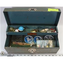 VINTAGE TOOL BOX WITH FISHING GEAR