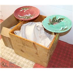 11PC MAJOLICA DISHES INCL LILY OF THE VALLEY SOLD