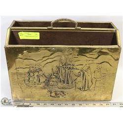 VINTAGE BRASS MAGAZINE SHIPS HOLDER
