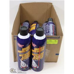 BOX WITH 6 NEW KLEEN-FLO CANS OF BRAKE &