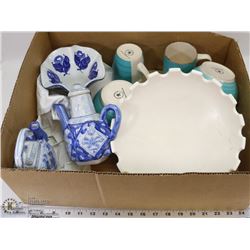 FLAT WITH ROYAL NORFOLK  CUPS AND BOWLS &
