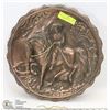 Image 1 : ANTIQUE COPPER HORSE & KNIGHT WALL PLAQUE