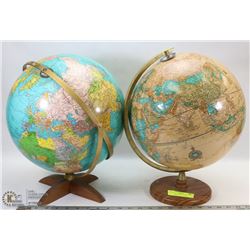 2 VINTAGE WORLD GLOBES
