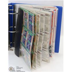 BLUE BINDER FULL OF VINTAGE BASEBALL & HOCKEY