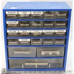 23 COMPARTMENT PARTS BIN WITH MISCELLANEOUS STUFF