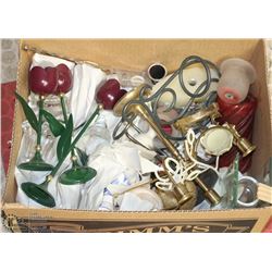 ESTATE BOX OF CANDLE HOLDERS