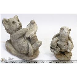 FLAT WITH CEMENT BEAR AND TURTLE