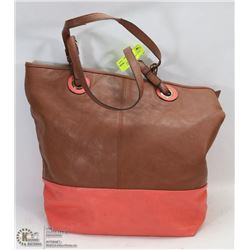 SPRING BROWN & SALMON TOTE STYLE PURSE