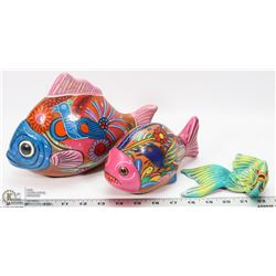 FLAT OF MEXICAN POTTERY FISH.
