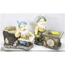 PAIR OF GARDEN GNOME PLANTERS