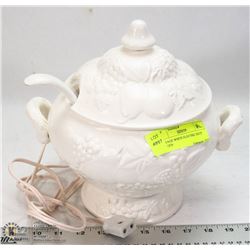 VINTAGE WHITE ELECTRIC SOUP TUREEN